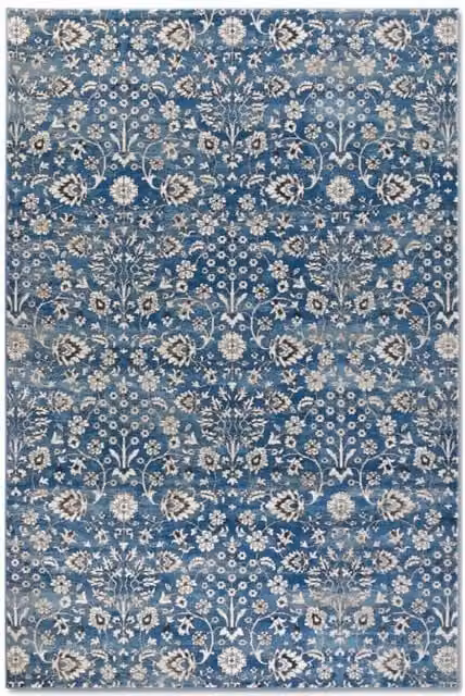 Villeroy & Boch 1869 Ernest Vintage Floral Short Pile Rug in Blue, W/D/H: 80 x 240 cm