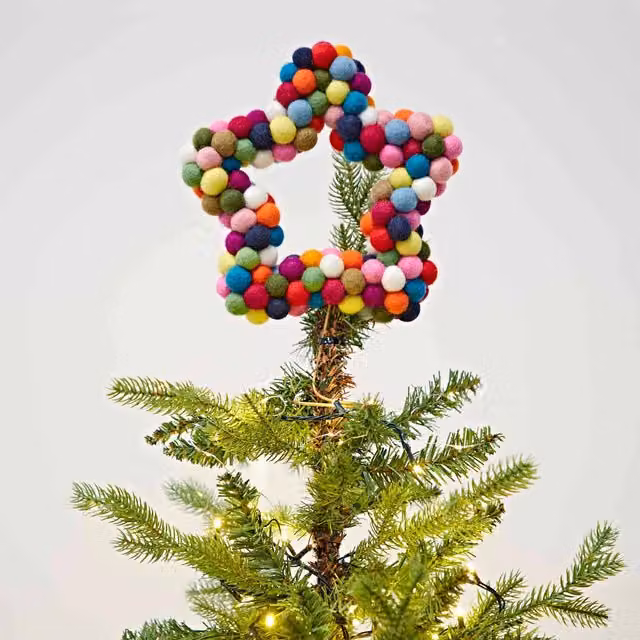 Paper High Multicoloured Felt Star Christmas Tree Topper