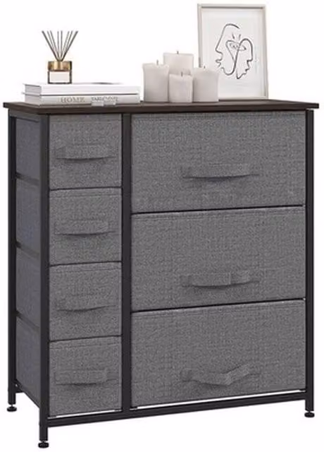 NESTLUNE 7-Drawer Chest of Drawers in Grey, W: 100 cm, D: 15 cm, H: 71 cm – 1