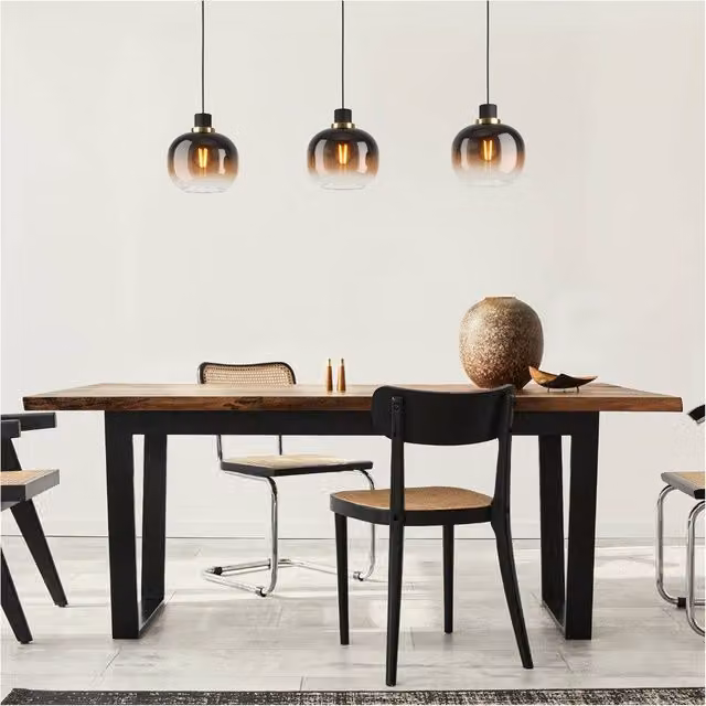 Loops Modern Black and Brass Glass Sphere Pendant Light