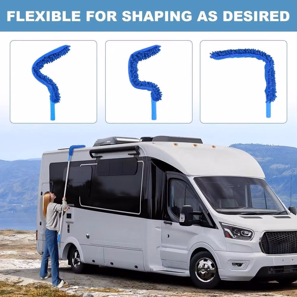 Kelvenix Blue Telescopic Caravan Awning Cleaning Brush and Microfibre Mop, Height: 120 cm – 5