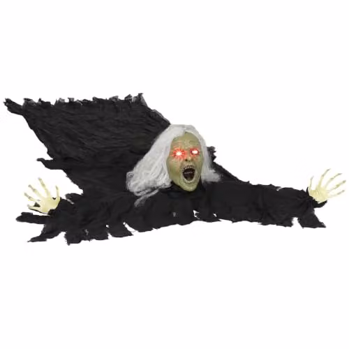 Outsunny Life Size Animated Crawling Zombie Halloween Decoration, Black, Height: 183 cm
