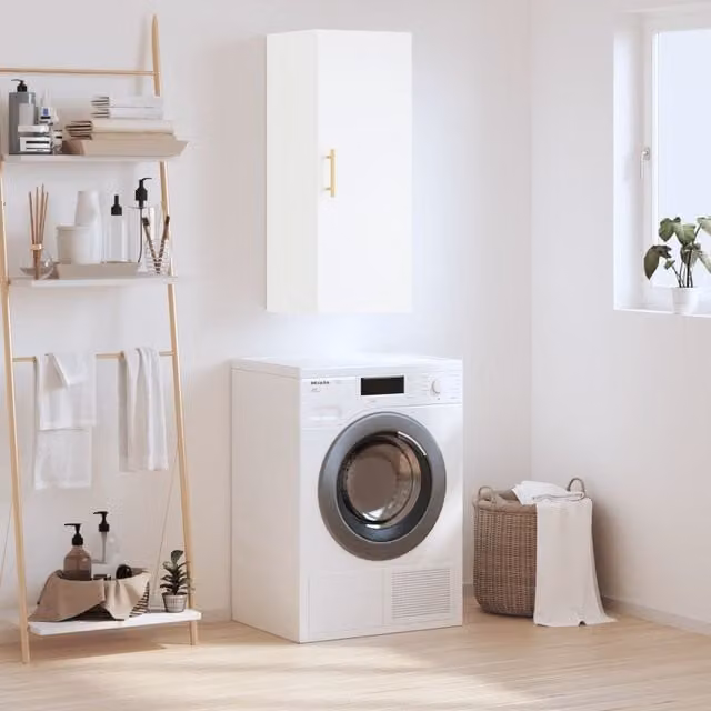 Berkfield Home Wall Mounted Cabinet in White, W/D/H: 34.5 x 34 x 90 cm – 1