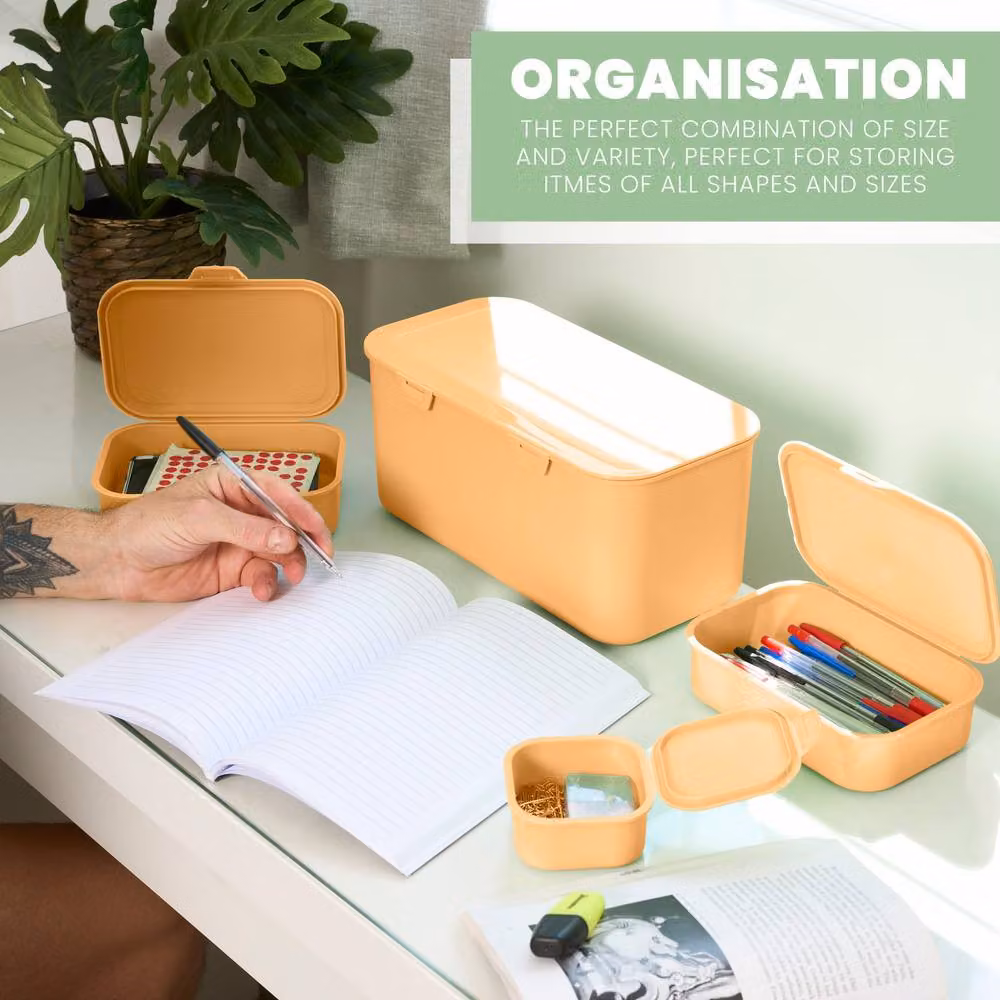 Bravich LTD Set of 8 Multi-Function BPA-Free Plastic Storage Boxes with Snap Lids, Orange, Small – 3