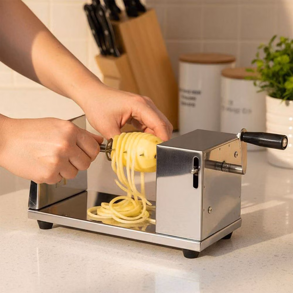 Dragodirect Manual Stainless Steel Potato Spiral Slicer with Tornado Skewers in Silver – 4