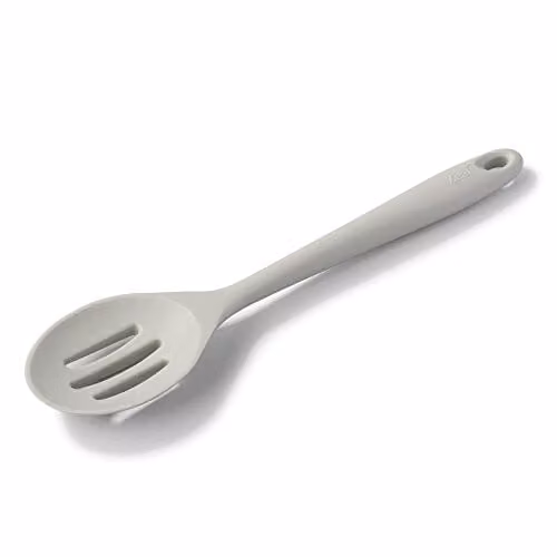 Zeal Grey Silicone Non-Stick Slotted Skimmer Spoon with Hanging Loop – 1