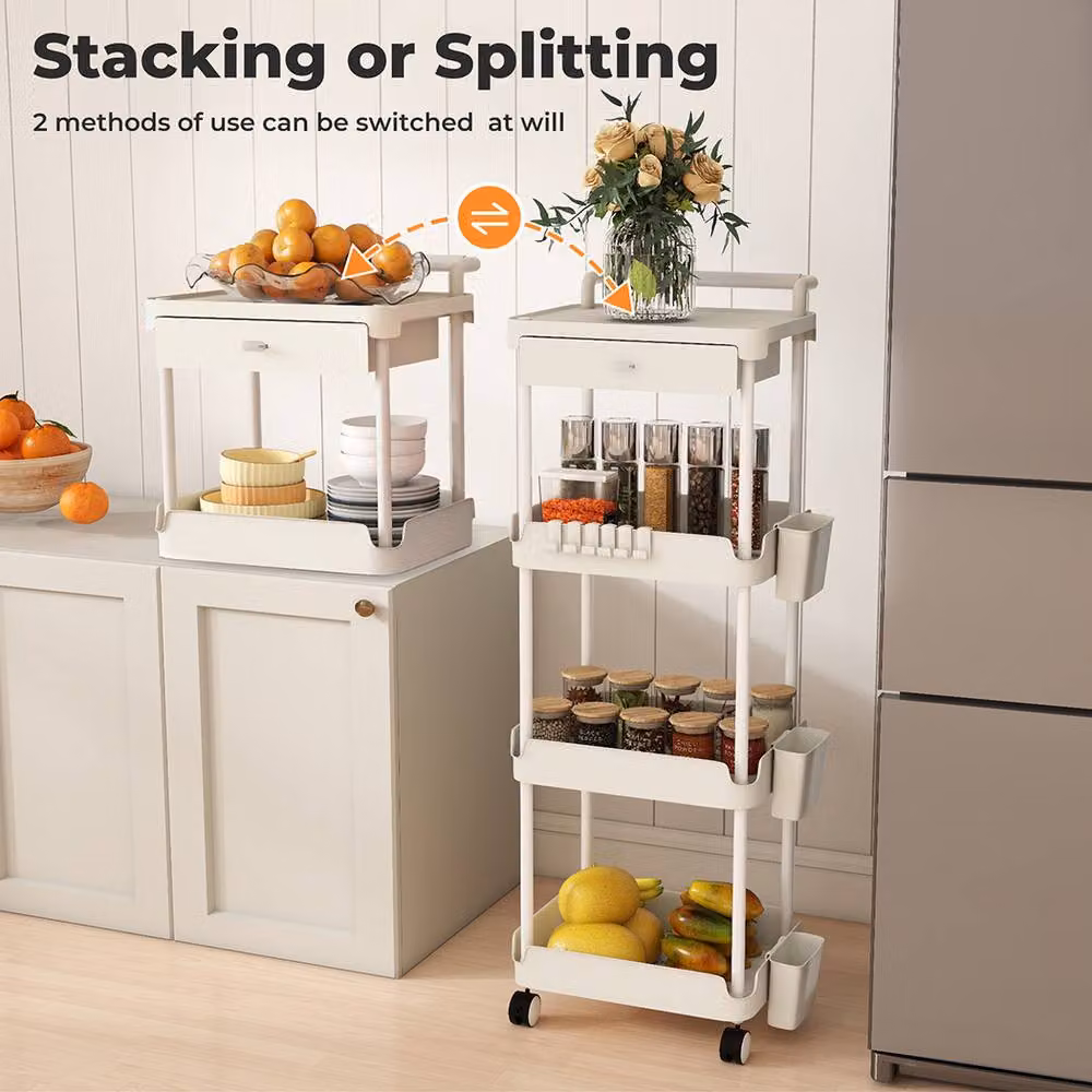 Levede 4 Tier Storage Trolley Cart in White – 2