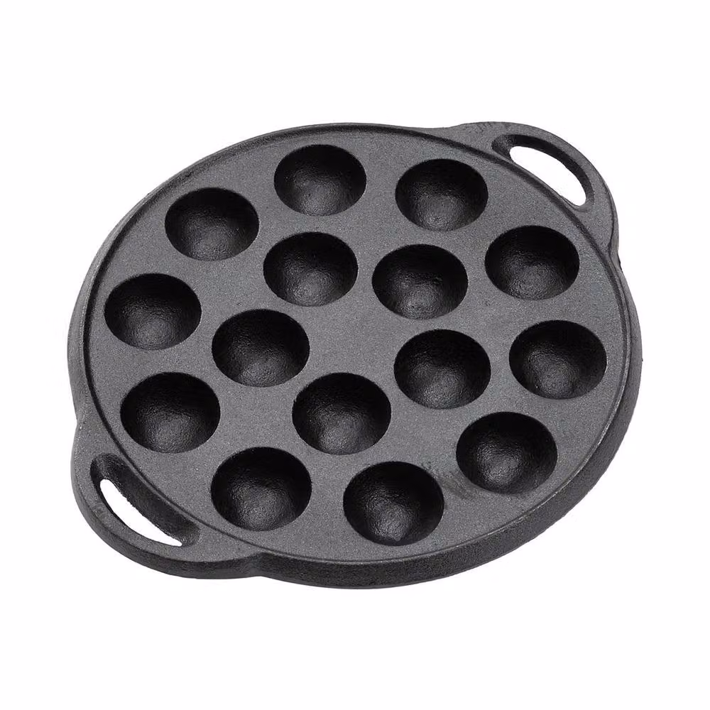 FORGEVIO C-15 Cast Iron Takoyaki Pan with 15 Holes, Black, Diameter: 23 cm – 2