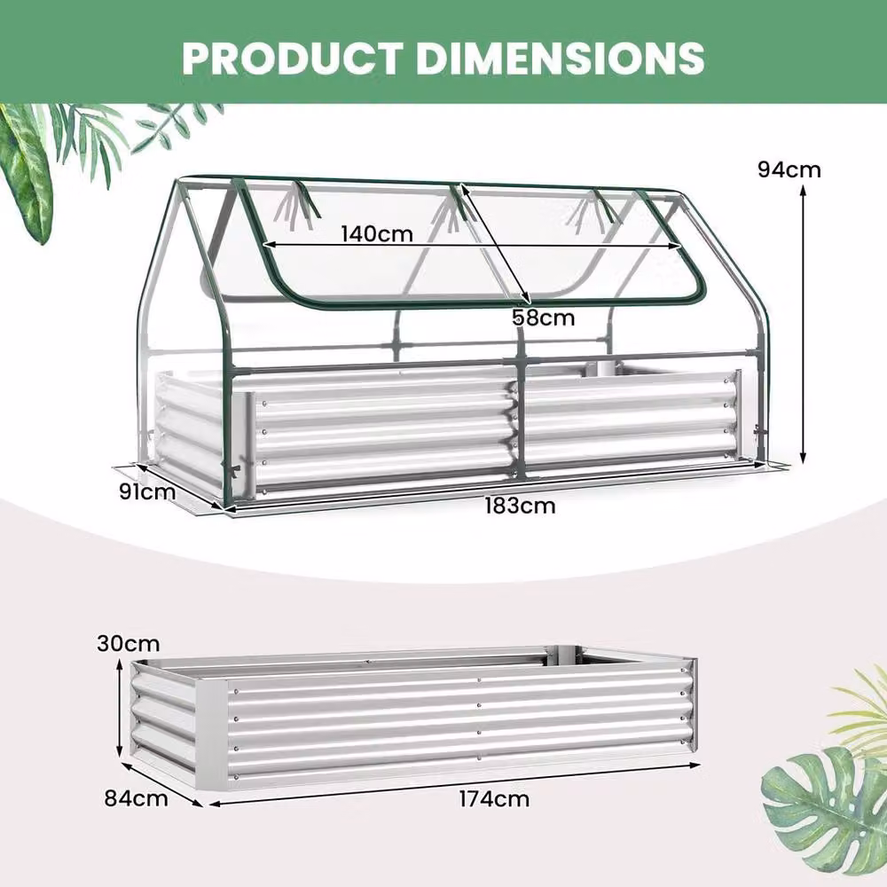 SPETLEK Planter Box with Mini Greenhouse in Clear, W/D/H: 174 x 84 x 30 cm – 2