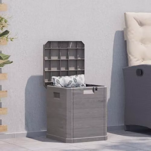 vidaXL Brown Plastic Garden Storage Box with Removable Lid, 90 L – 1