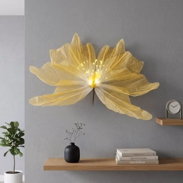 Garden Greatness Lunaria Aurora Saffron LED Butterfly Wall Light in White, Yellow and Multicolour