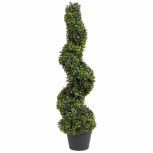 Best Artificial Green and Grey Boxwood Buxus Topiary Spiral Tree, Height: 90 cm – 1