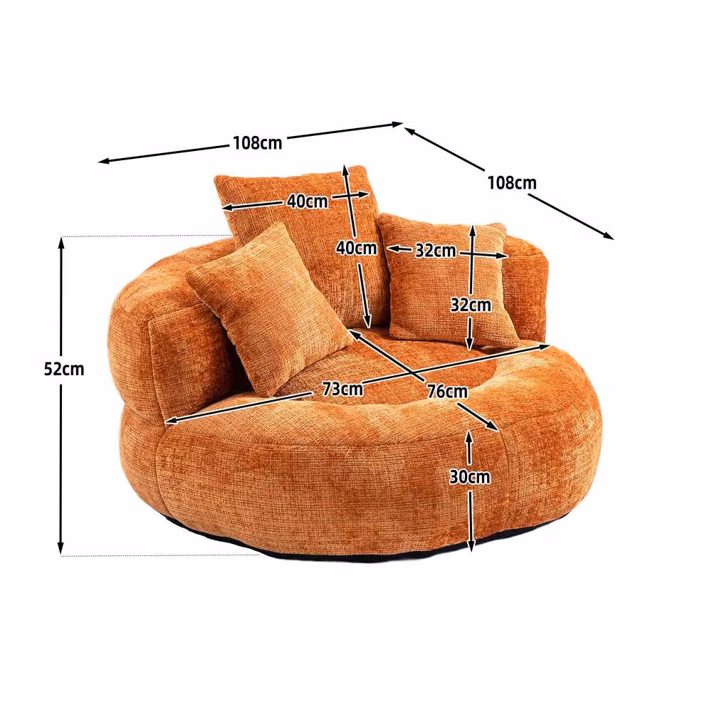 Direct Wicker Orange Chenille High Back Lazy Sofa Bean Bag Chair – 2