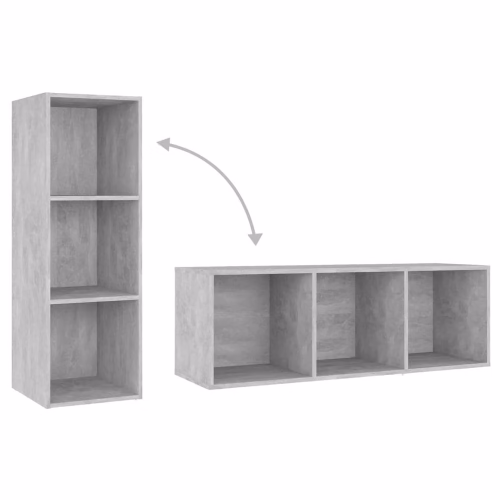 Berkfield Home 3-Piece TV Cabinet Set in Concrete Grey, W/D/H: 107 x 35 x 37 cm – 4