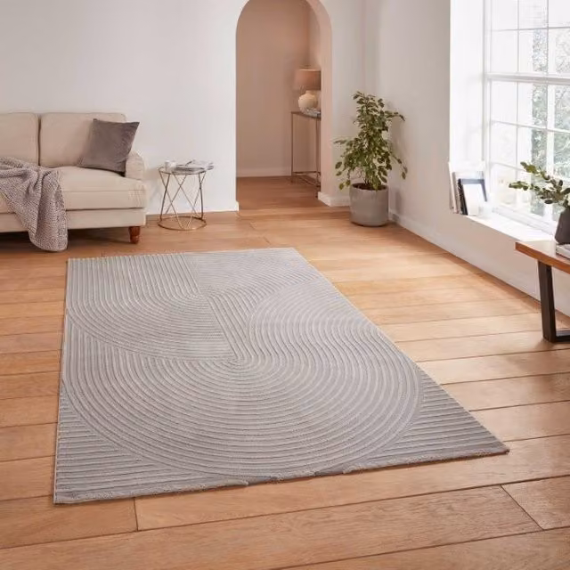 Terrys Modern Wave Rectangular Washable Polyester Rug, Grey, W: 120 cm, L: 170 cm