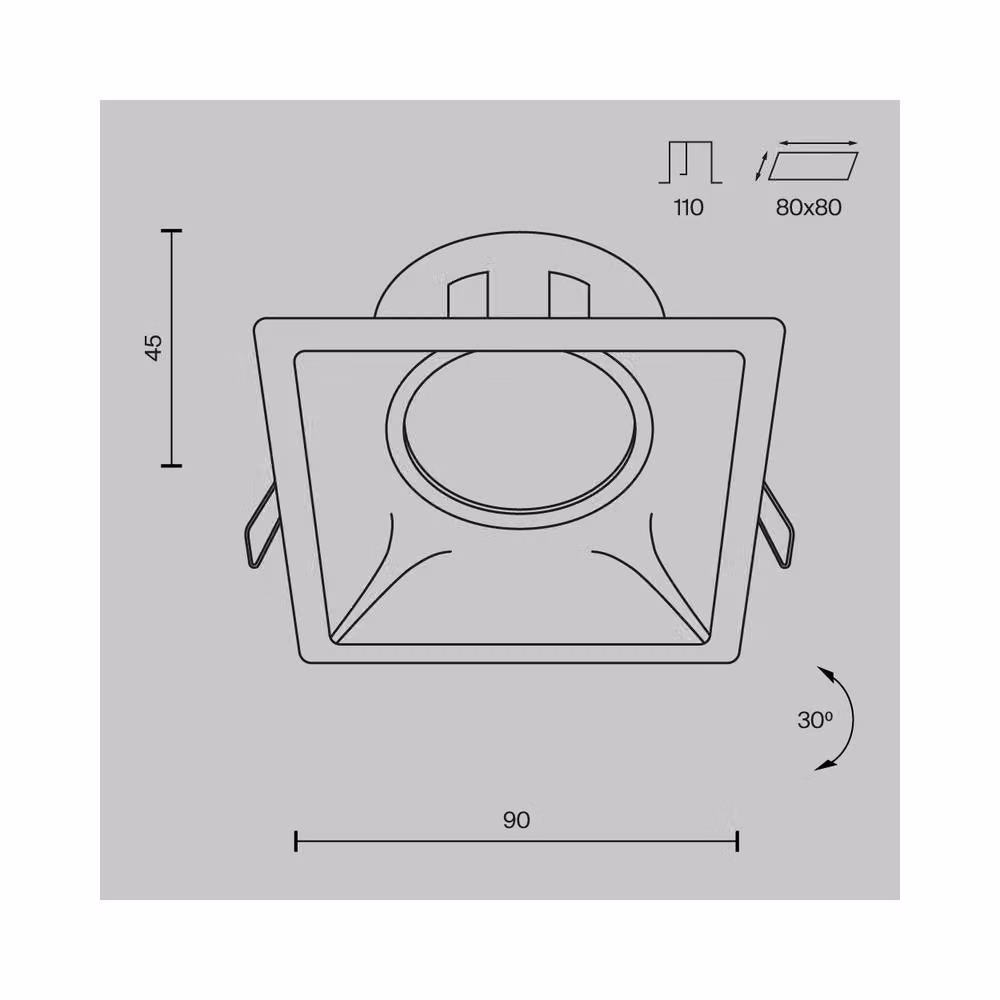 Netlighting Dot Square Recessed Downlight in Black with 1xGU10 Adjustable Aluminium Housing – 2
