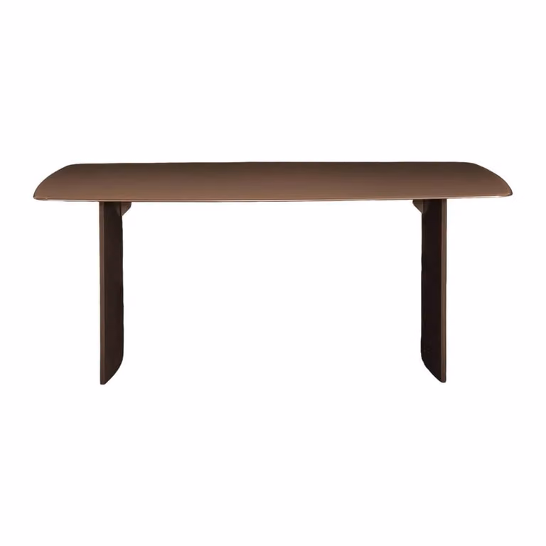 sweeek Modern Rectangular Dining Table with Matt Tempered Glass Top in Brown, Seats 8, W: 180 cm, H: 75.5 cm, D: 90 cm
