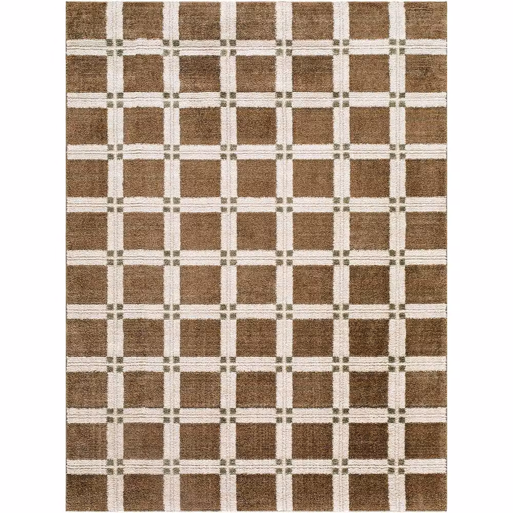 Livabliss La Luna Geometric Graphic Living and Dining Rug in Dark Brown, White, Grey and Green, W: 160 cm, D: 215 cm – 2