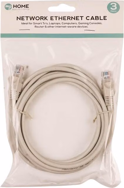 My Home White Ethernet LAN Network Cable, Length: 300 cm