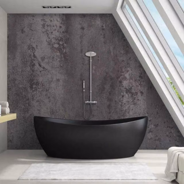 Guardian Retro Metallic Bathroom Wall Panel, Grey, W: 100 cm, H: 240 cm, D: 1 cm