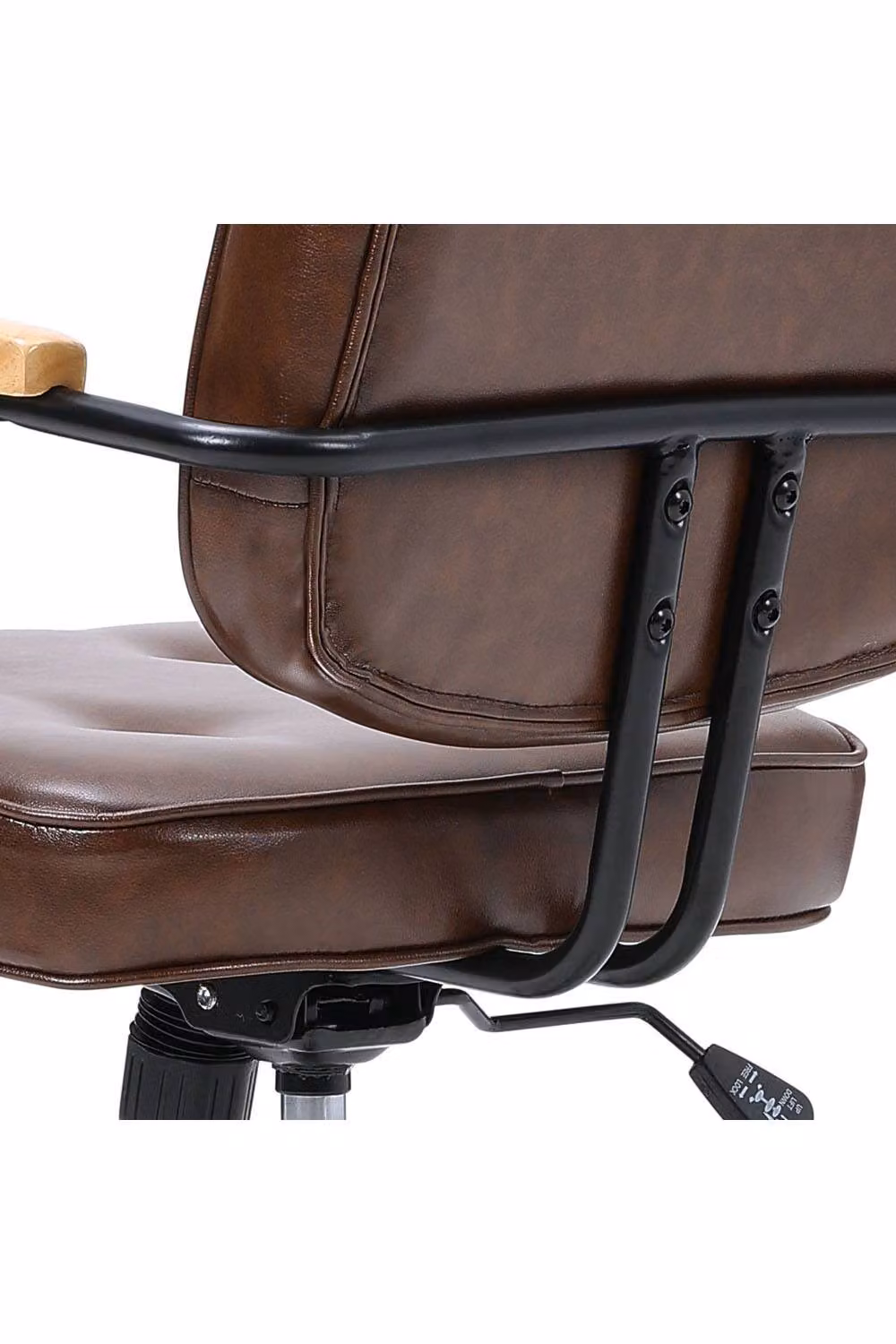 Garden Sanctuary Brown Synthetic Leather Executive Office Chair with Wood Armrests – 3