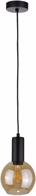 Netlighting Jantar Slim Suspended Pendant Ceiling Light in Black with Glass Sphere, Diameter: 15 cm, E27
