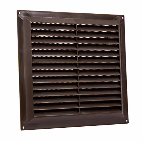Map Brown Plastic Louvre Air Vent Grille with Flyscreen for 9 x 9 inch Openings