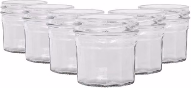 Argon Tableware Set of 6 Clear Glass Jam Jars with Screw Top for Honey and Preserves, 90ml each