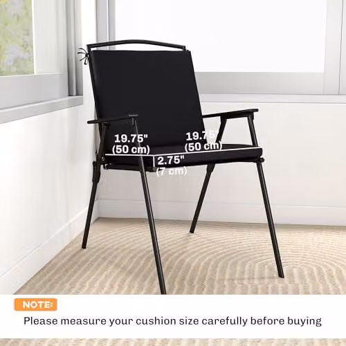 Outsunny Set of 2 Waterproof Garden Chair Cushions in Black, W/D/H: 50 x 50 x 7 cm – 7