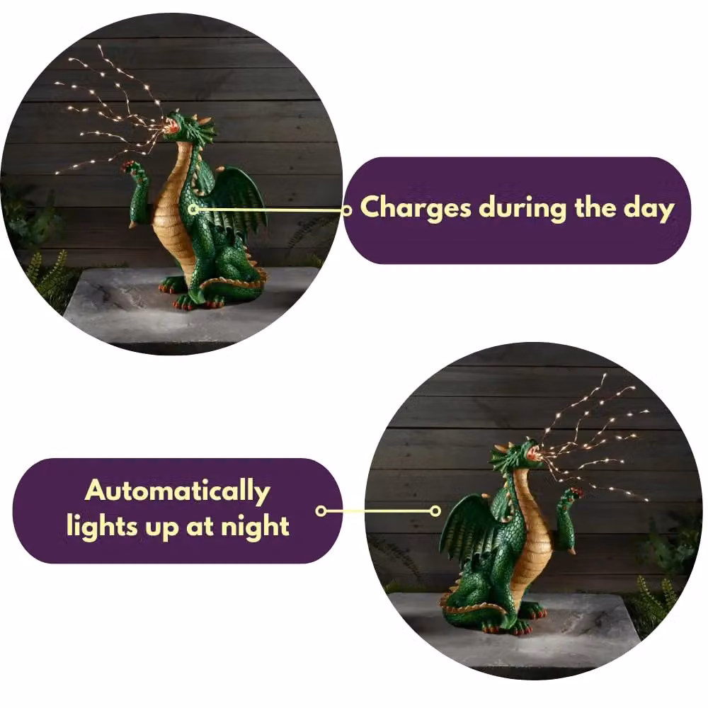 Marco Paul Solar Dragon Breathing Garden Ornament in Green – 5