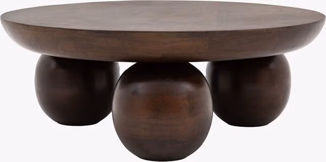 Perch & Parrow Orb Round Mango Wood Coffee Table in Brown