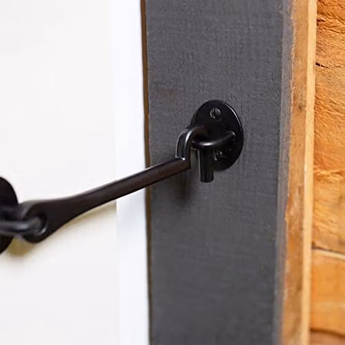 Hammer and Tongs Rustic Iron Cabin Hook and Eye, Matt Black, Pack of 2, Width: 16.5 cm – 5