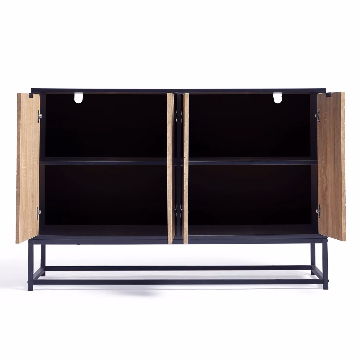 VonHaus Dalton Chevron Wood Effect 4 Door Living Room Sideboard in Black, W: 120 cm, D: 40 cm, H: 75 cm – 6