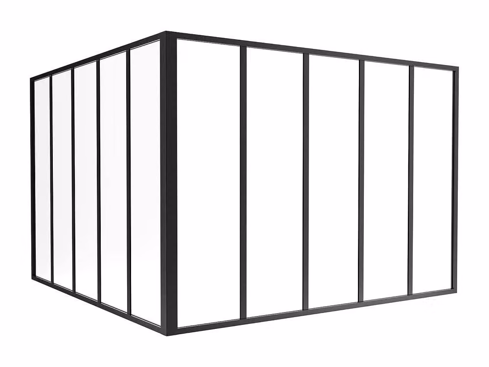 Vente-unique Corner Studio Glass Panelling in Powder-Coated Aluminium, Black, W: 150 cm, L: 150 cm – 2