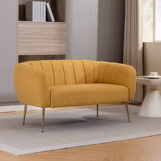 Artemis Home Stanton 2 Seat Upholstered Fabric Sofa in Yellow