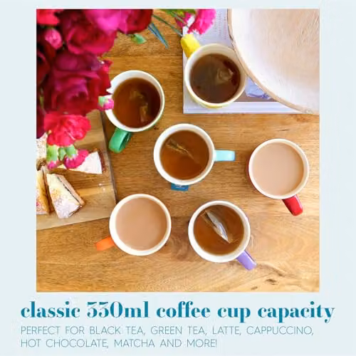 Argon Tableware Blue Ombre Coffee Mugs, Set of 6, 330ml New Bone China – 3