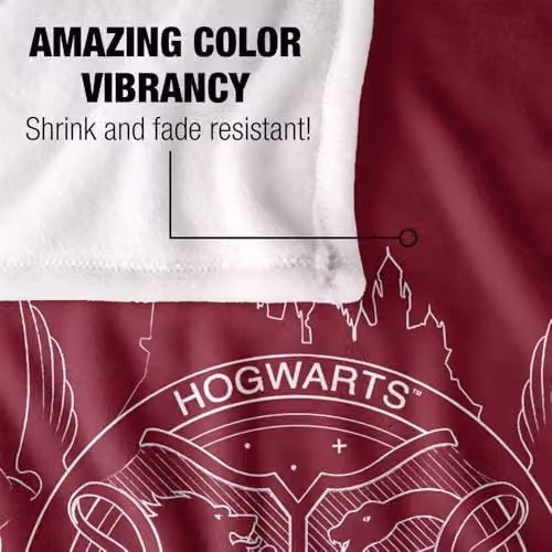 Warner Bros. Harry Potter Hogwarts Badge Super Soft Fleece Throw Blanket, Red/Multicolour, W: 91.44 cm x D: 147 cm – 3