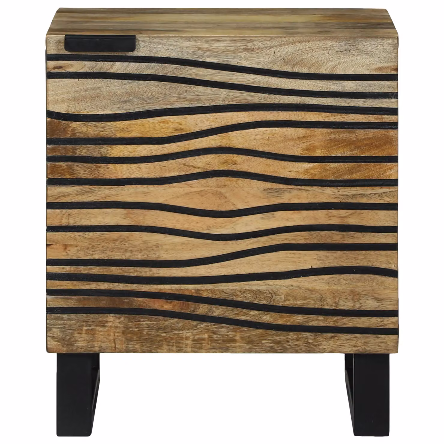 Berkfield Home Rustic Mango Wood Bedside Tables in Brown, Black and Beige, W/D/H: 40 x 33.5 x 46 cm – 2