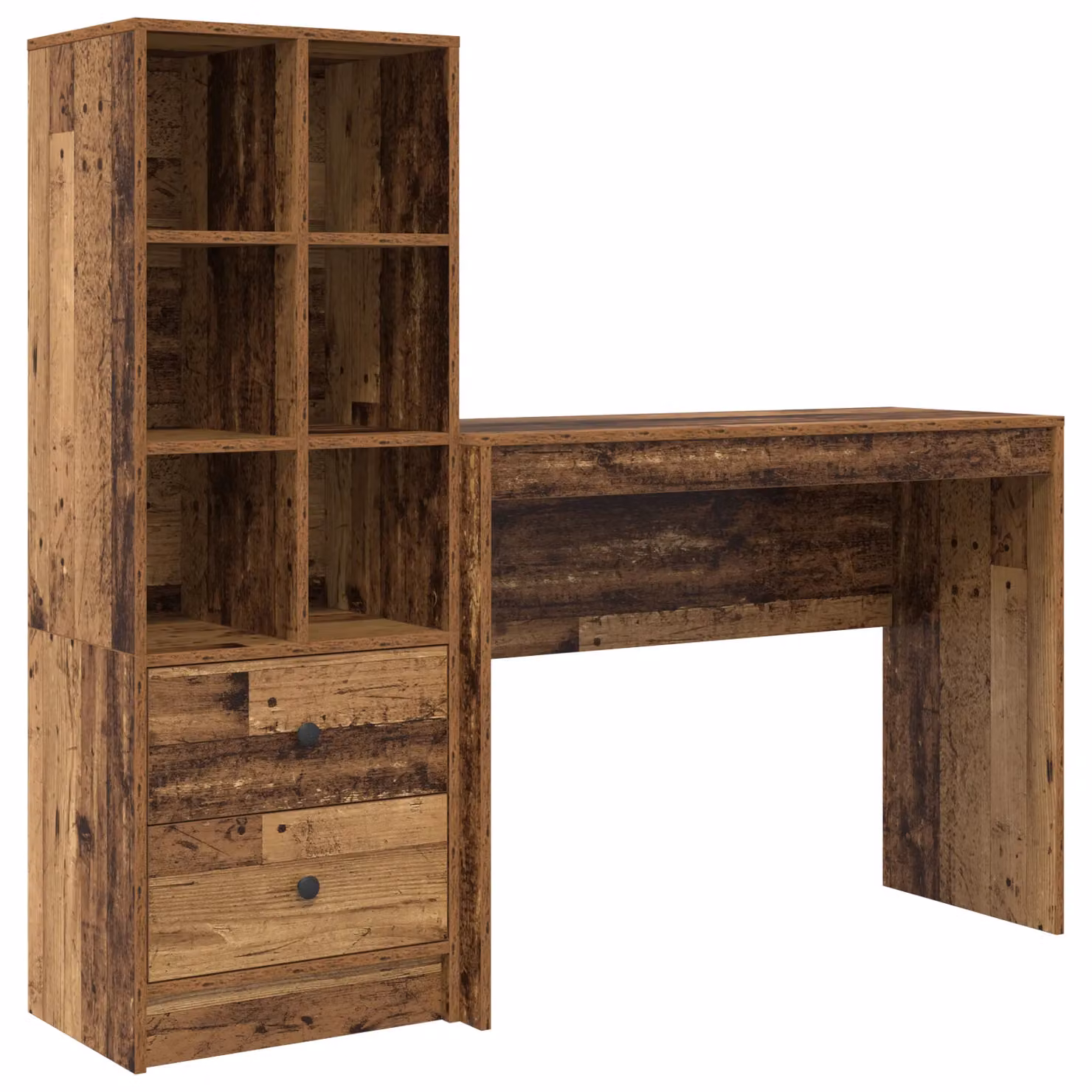 Berkfield Modern Writing Desk with Storage in Brown Old Wood Finish – 2