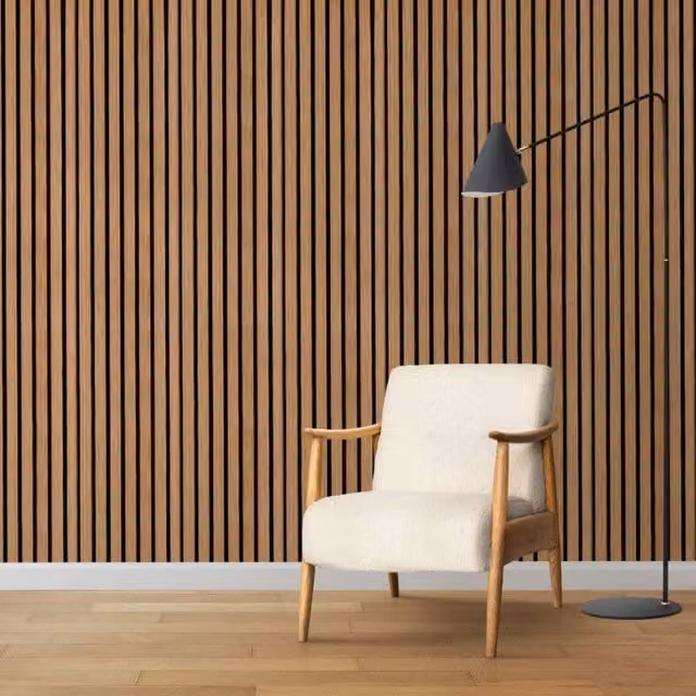 STRIVO Acoustic Slat Panel in Natural Oak and Black MDF