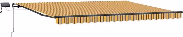 Berkfield Home Manual Retractable Semi-Cassette Awning with LED Multicolour Stripe, Yellow, W: 400 cm, D: 300 cm