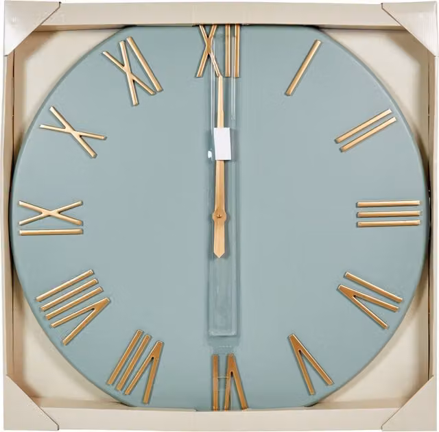 Sage Numeral Round Analog Wall Clock in Green and Gold, Diameter: 78 cm