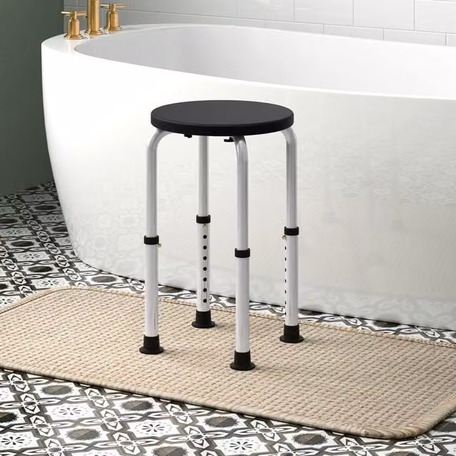 HOMCOM Height Adjustable Shower Seat for Elderly and Disabled with Non-Slip Legs, Black