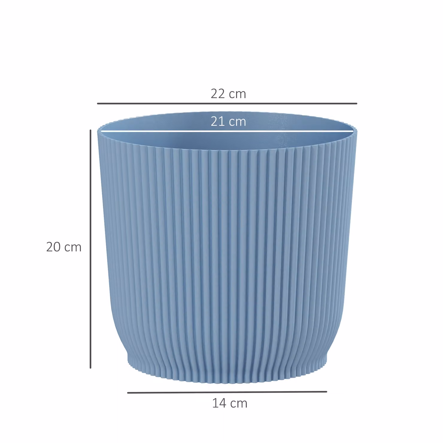 Outsunny Set of Three Blue Plastic Indoor Plant Pots, Diameter: 22 cm – 3