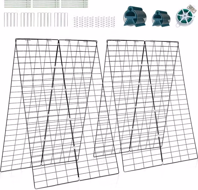 Costway 2-Piece Green Steel A-Frame Garden Trellis Support for Vegetable Gardens