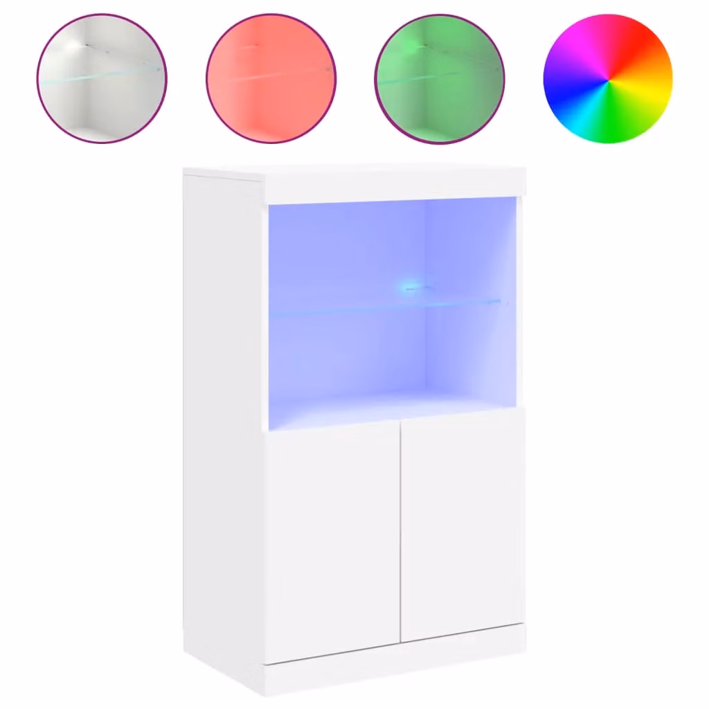 Berkfield Home Modern White Sideboard with Integrated LED Lighting W/D/H: 60.5 x 37 x 100 cm – 2