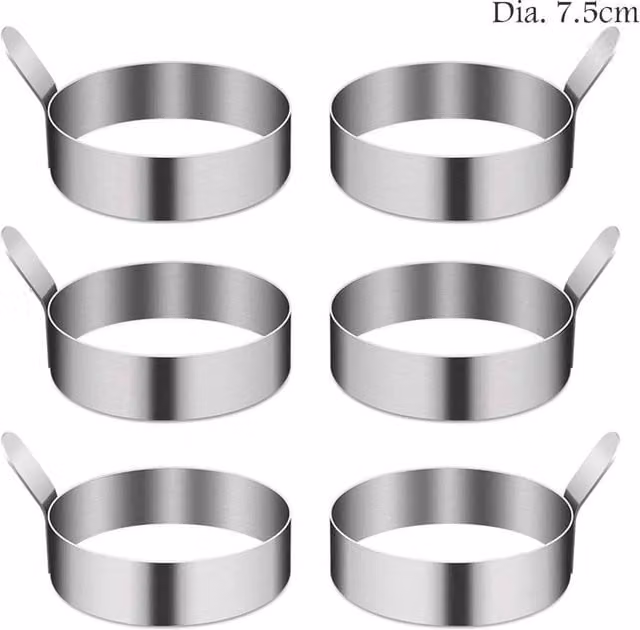 NESTLUNE 6-Piece Stainless Steel Egg Rings for Frying Pans and Pancakes, Silver, W/D/H: 100 x 15 x 2.5 cm – 1