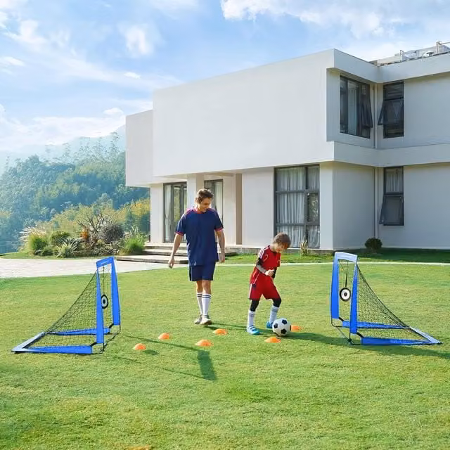 The Bazaarist Kids Football Goal Set with Cones and Targets in Blue