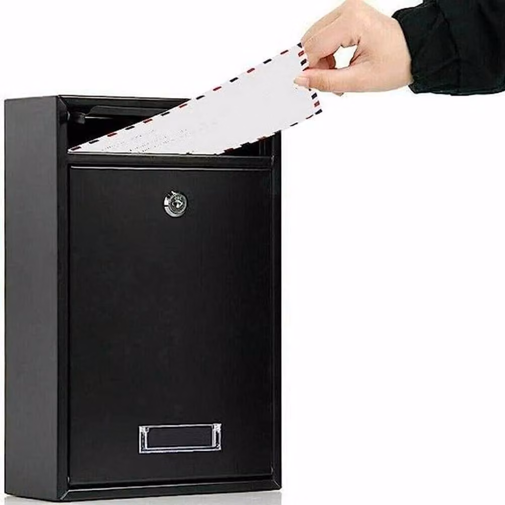 FLAVORA Lockable Wall Mounted Metal Letterbox in Black – 3