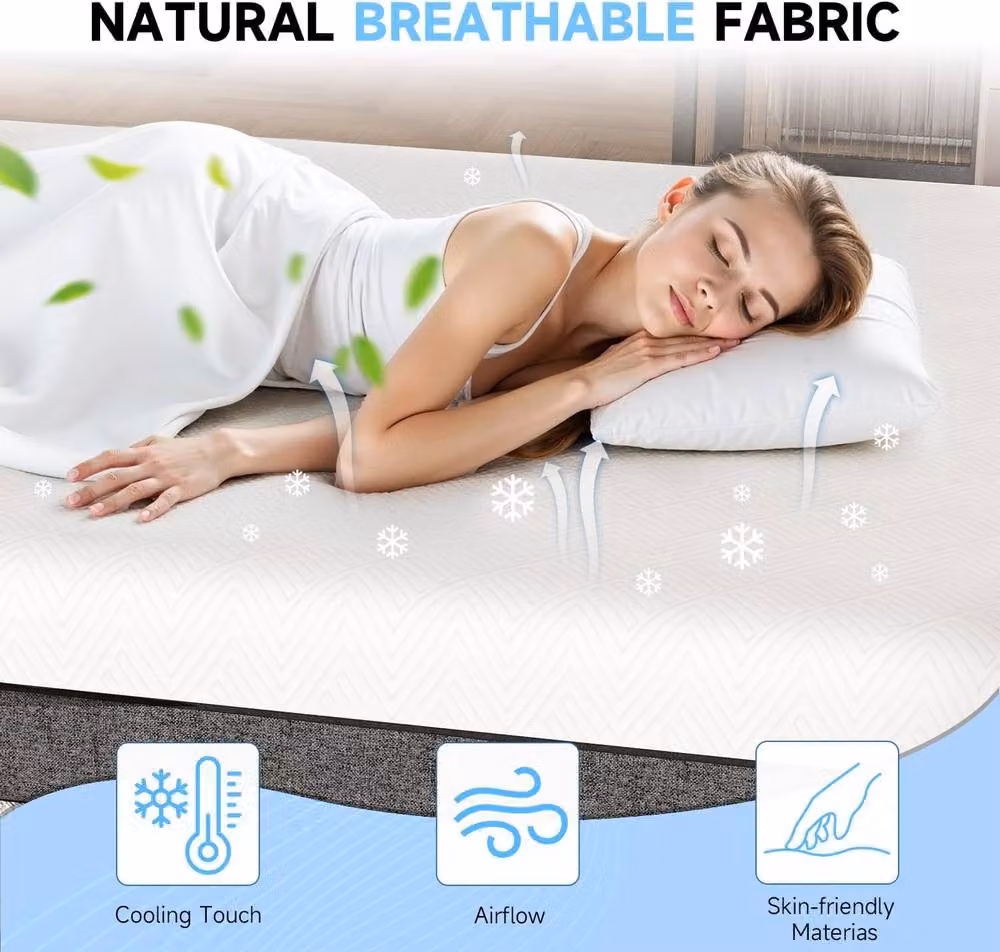 Gartistgo Dual-Layer Memory Foam Mattress with Breathable Gel Top in Grey, Size: Double, H 30 cm, W 140 cm, D 200 cm – 2